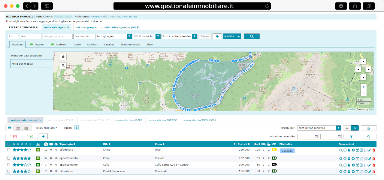 Gestionale Immobiliare - Incrocio automatico da cliente